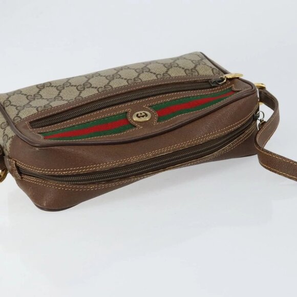 GUCCI GG Supreme Web Sherry Line Bag PVC Beige Red 56 02 087 Auth 151921 - Picture 7 of 16
